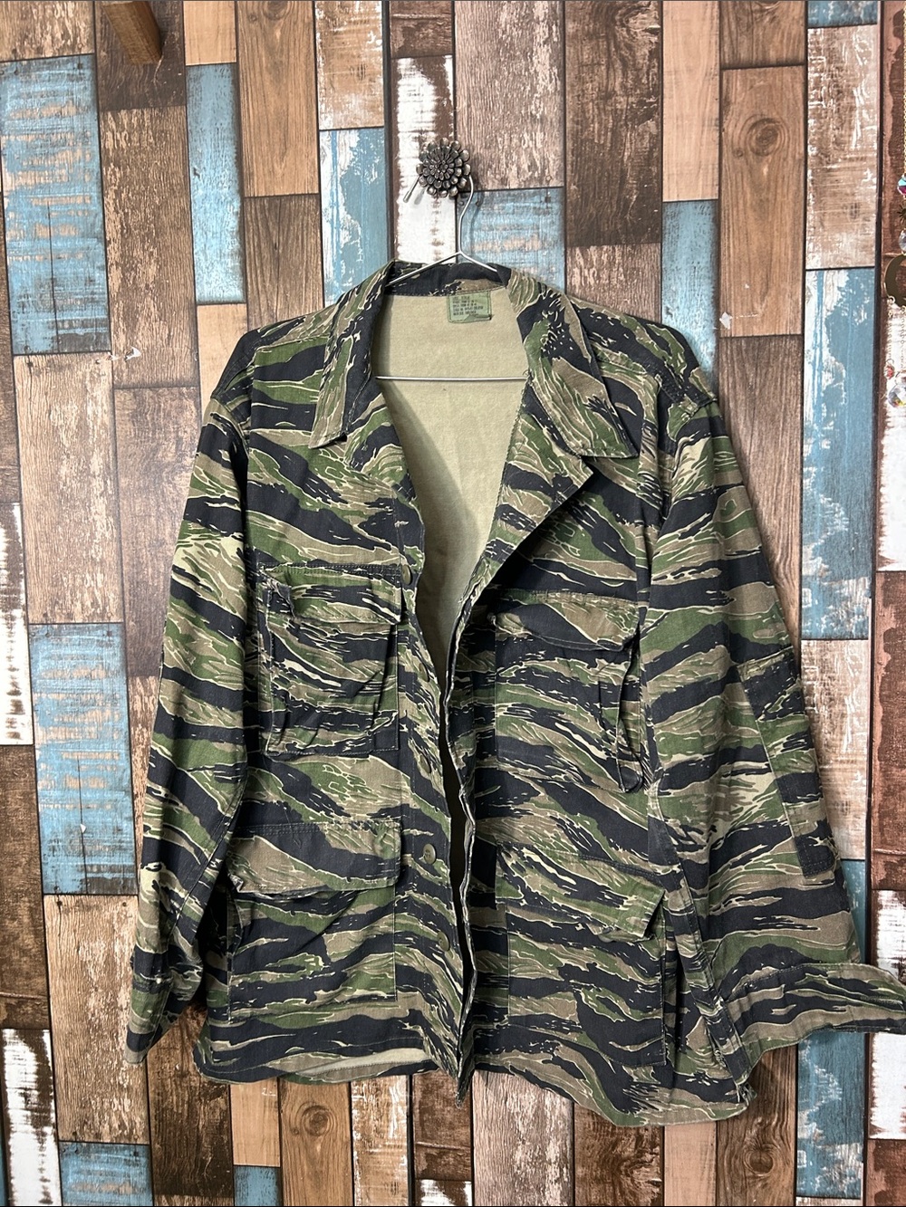 Tiger Stripe Military Field Jacket - Olive/Black
